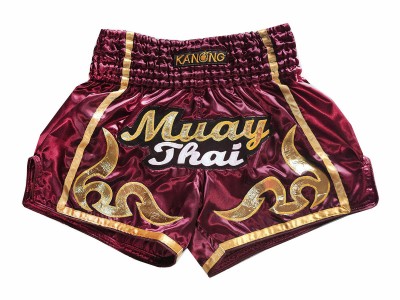Kanong Retro Thai Kick Boxing Shorts : KNSRTO-232-Maroon