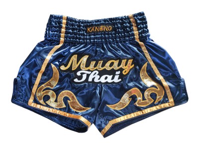 Kanong Retro Thai Kick Boxing Shorts : KNSRTO-232-Navy