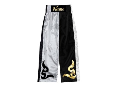 Custom Kick Boxing Pants : KNPANTS-002-White-Black