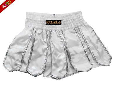 Kanong Muay Thai Boxing Shorts : KNS-139-White-K