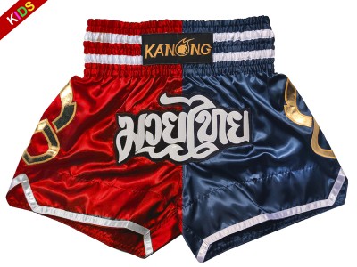 Kanong Muay Thai Boxing Shorts : KNS-143-Red-Navy-K