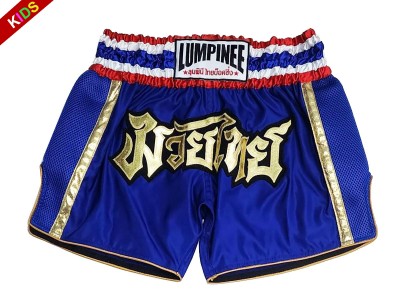 Lumpinee Kids Muay Thai Boxing Shorts : LUMRTO-006-Blue-K