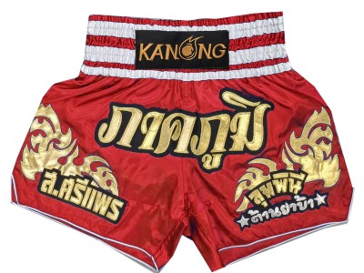 Custom Designed Muay Thai Shorts : KNSCUST-1249-Red