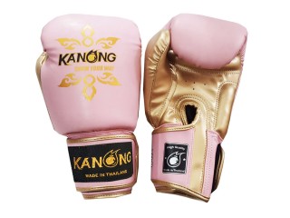 Kanong Kids Muay Thai Boxing Gloves : "Thai Power" Pink/Gold