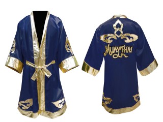 Customized Kanong Boxing Robe : Navy Lai Thai