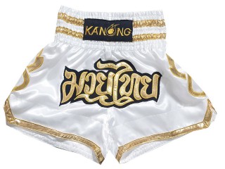 Kanong Muay Thai Boxing Shorts : KNS-121-White