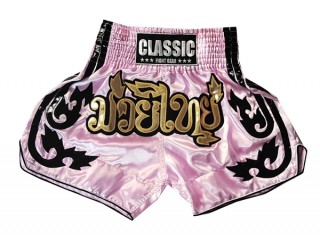 Classic Muay Thai Kickboxing Shorts : CLS-016-Pink
