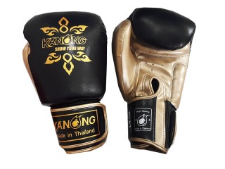 Kanong Kids Muay Thai Boxing Gloves : "Thai Power" Black/Gold