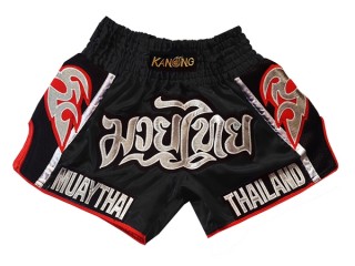 Kanong Retro Kids Muay Thai Boxing Shorts : KNSRTO-207-Black