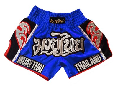 Kanong Retro Muay Thai Boxing Shorts : KNSRTO-207-Blue