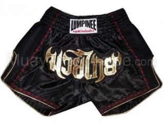 Lumpinee Ladies Retro Muay Thai Boxing Fight Shorts : LUMRTO-003 Black-W