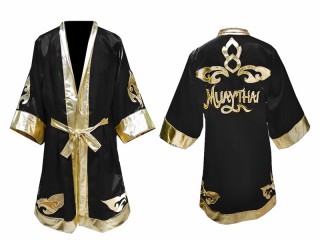 Customized Kanong Boxing Robe : Black Lai Thai