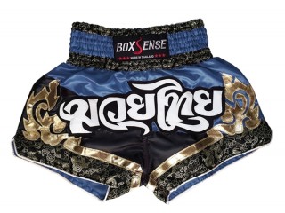 Boxsense Blue Muay Thai Boxing Shorts : BXS-086-Navy