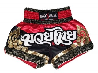 Boxsense Red Thai Boxing Shorts : BXS-086-Red