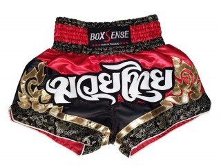 Boxsense Red Muay Thai Boxing Shorts : BXS-086-Red