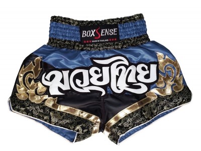 Boxsense Blue Muay Thai Kickboxing Shorts : BXS-086-Navy