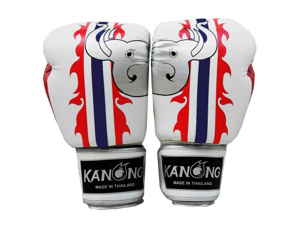 Kanong Thai Boxing Gloves : Elephant White
