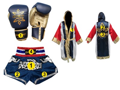 Customised Boxing Gloves, Muay Thai Shorts, and Fight Robe Set