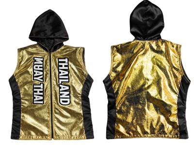 Personalised Muay Thai Jackets : KNHOD-004-Gold-Black