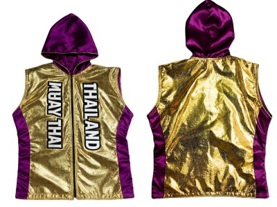 Personalised Muay Thai Jackets : KNHOD-004-Gold-Violet