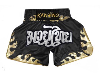 Kanong Muay Thai Boxing Shorts :KNS-145-Black