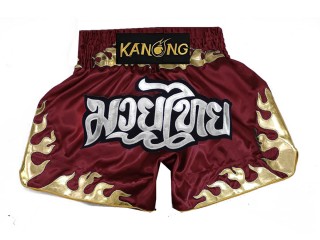 Kanong Muay Thai Boxing Shorts :KNS-145-Maroon