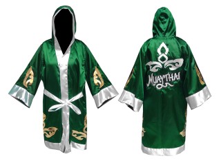 Customized Kanong Muay Thai Boxing Robe with hood : KNFIR-143-Green