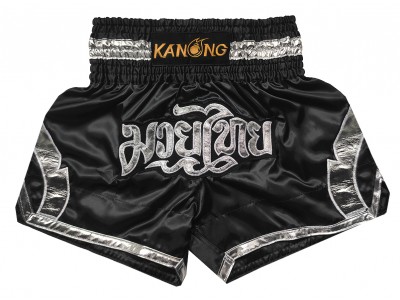 Kanong Kick Boxing Shorts : KNS-144-Black-Silver