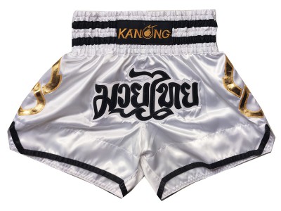 Kanong Muay Thai Boxing Shorts : KNS-143-White