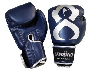 Kanong Genuine Leather Kick Boxing Gloves : "Thai Kick" Navy/Silver