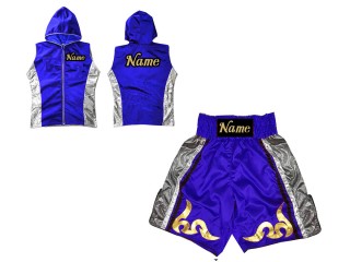 Customized Kanong Boxing Hoodies Jacket + Boxing Shorts : KNCUSET-005-Blue