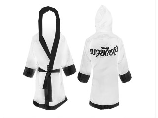 Customized Kanong Muay Thai Boxing Gown : KNFIR-001-White