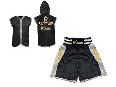 Personalised Boxing set - Boxing Hoodies and Boxing Shorts : KNCUSET-006-Black