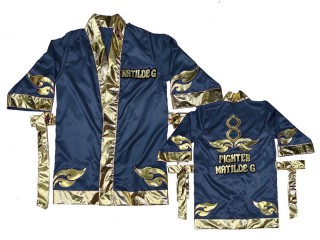 Kanong Muay Thai Boxing Robe : KNFIRCUST-001-Navy-Gold