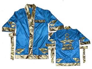 Custom Muay Thai Boxing Gown : KNFIRCUST-001-Skyblue