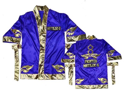 Custom design Muay Thai Robe : KNFIRCUST-001-Blue