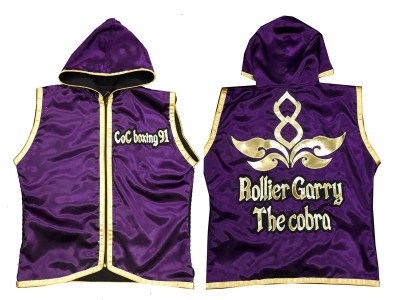 Customized Muay Thai Hoodies : KNHODCUST-001-Purple-Gold