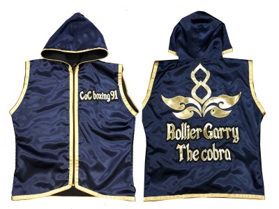 Customized Muay Thai walkout jacket : KNHODCUST-001-Navy-Gold
