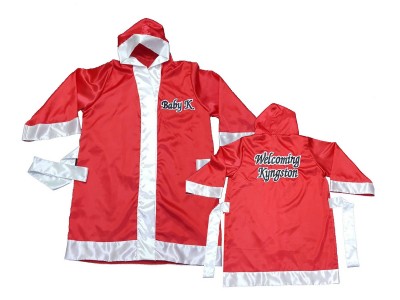Personalised Muay Thai Boxing Fighting Robe : KNFIRCUST-002-Red