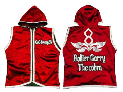 Personalised Muay Thai Boxing Hoodies : KNHODCUST-001-Red-Silver