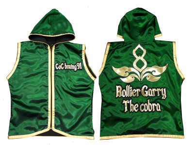 Personalised Muay Thai walkout jacket : KNHODCUST-001-Green-Gold