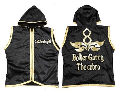 Personalised Thai Boxing Hoodies : KNHODCUST-001-Black-Gold