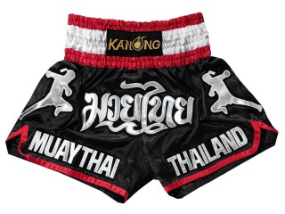 Kanong Thai Boxing Shorts for children : KNS-133-Black-K
