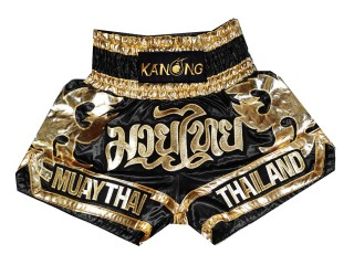 Kanong Muay Thai Boxing Shorts for kids : KNS-136-Black-K