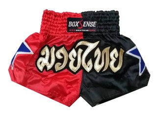 Boxsense Muay Thai Boxing Shorts : BXS-089-Red-Black