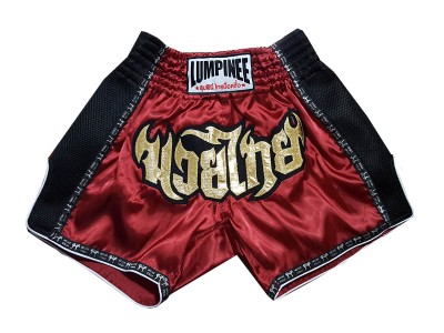 Lumpinee Retro Muay Thai Kickboxing Shorts : LUMRTO-003-Maroon