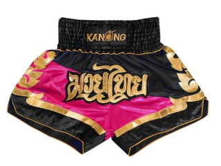 Kanong Thai Boxing Shorts : KNS-123-Black-Pink