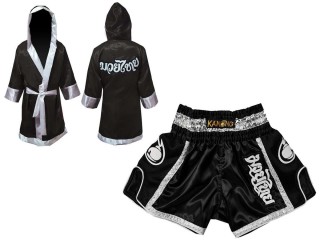 Kanong Custom Fighting Robe + Thai Boxing Shorts : Black
