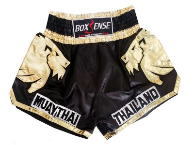 Boxsense Muay Thai Shorts Lion : BXS-303 Black-Gold