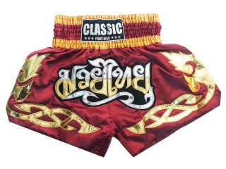 Classic Maroon Muay Thai Boxing Shorts : CLS-002